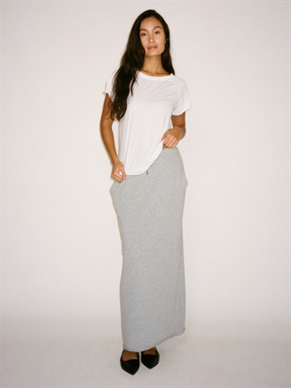 Rabens Saloner Hanni Light Stretch Long Skirt Grey Melange